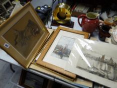 A parcel of framed & unframed drawings & paintings including The Prince of Wales in Welsh Guards