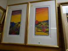 A pair of limited edition (181/395) prints of Mediterranean landscape, signed