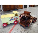 Two children's wooden model play lorries