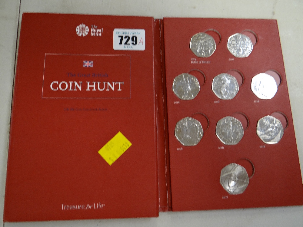 A Great British Coin Hunt 50p collection containing numerous commemorative 50p coins (Kew Gardens