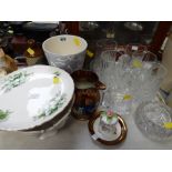 Parcel of various cut glass tankards, Royal Albert tazza, lustreware etc