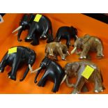 Collection of carved wooden elephants