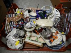 Crate of various household china including teaware, ornaments etc