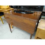 A mahogany Sutherland table with a single & false drawer, 74 x 82 x 116cms