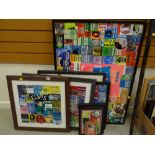 A collection of various framed crew backstage passes for bands & singers