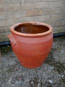 Twin-handled earthenware garden pot (outside)