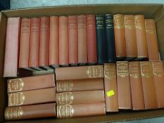 Box of vintage hardback novels including Dickens & H G Wells