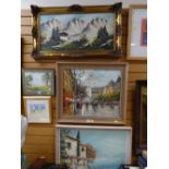 Three framed Continental oils on canvas of various city & alpine scenes