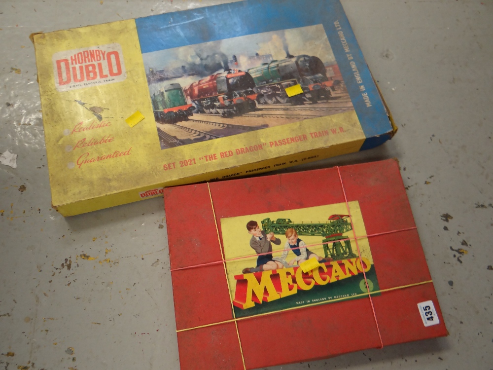 A vintage boxed Meccano number two set together with Hornby Dublo boxed train set 2021