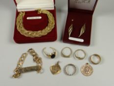 A parcel of various 9ct gold items