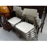 A set of ten vintage metal child's school chairs