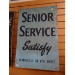 A vintage metal Franco metal advertising sign for Senior Service tobacco, 90 x 60cms