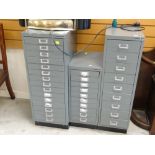 Three Bisley grey metal multi-drawer filing cabinets