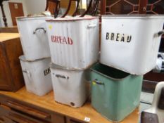 A parcel of vintage enamel bread bins