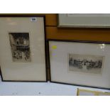 Two framed etchings - The Chapel, St David's College, Lampeter & the main front, St David's College