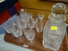 Cut glass decanter & glasses