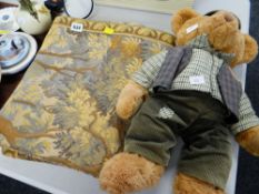 A Hampton Court Palace 'George the Gardener' teddy bear together with a wall hanging tapestry