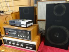 A vintage Sharp stereo recorder, Keletron amplifier & speakers etc