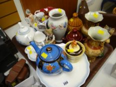 Tray of various china including vases & Linea by Portmeirion teaware etc