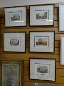 Five framed prints of London landmarks, Marble Arch, Hyde Park Corner etc