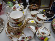Collection of Royal Albert 'Old Country Roses' teaware including teapot, lidded sugar bowl etc