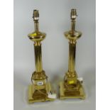 A pair of brass Corinthian column table lamps E/T