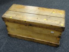 A good pine chest with brass banding