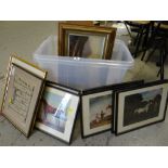 A box of prints & pictures mainly equestrian, landscapes etc