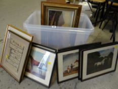 A box of prints & pictures mainly equestrian, landscapes etc