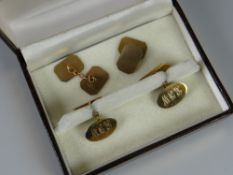 Two pairs of 9ct gold cuff links