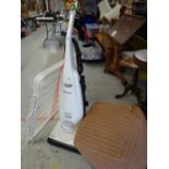 A Panasonic upright vacuum cleaner, clothes dryer & pouffe E/T