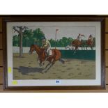 A framed horse racing print by CHARLES ANSELIN POCHOIR