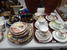 Collection of vintage china trios, Chinese decorated plates, Ewenny & Rumney pottery commemoratives