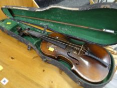 A vintage Suzuki made Japanese violin with case & bow (for repair)