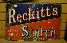 Vintage metal enamel Wreckitt's Starch advertising sign