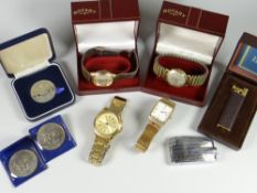 Parcel of a gents Seiko wristwatch & others, cigarette lighters