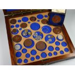 Coin collector's box containing 1821, 1831 & 1837 copper coronation medals, various bronze '