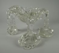 ANTHONY STERN ART GLASS TRI-FOOTED BOWL of organic form, signed, 13cms high