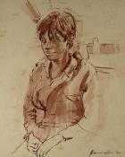 JOHN CHERRINGTON three early inkwash drawings - figures, two signed with dates 1962 and 1970,
