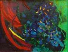 JOHN CHERRINGTON on board - colourful psychedelic abstract, signed and dated 1982, 88 x 112cms