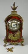 A TORTOISESHELL BOULLE WORK MANTEL CLOCK with Classical gilt-metal mounted decoration to body, and