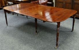 NINETEENTH CENTURY D-END MAHOGANY EXTENDING DINING TABLE with four centre leaves, on six delicate