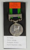 GEORGE V INDIA SERVICE MEDAL with clasp Afghanistan N.W.F 1919, engraved 449 Rifleman Jokhu Gurung