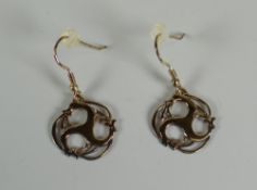 A MODERN PAIR OF 9CT YELLOW GOLD EARRINGS by 'Rhiannon' in the Triskele design of three conjoining