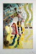 SALVADOR DALI coloured lithograph - entitled verso 'Yellow Spiral', signed XCII4/C 62cm x 40cms