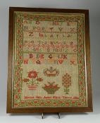 A GOOD CHILD'S NEEDLEWORK SAMPLER, DATED 1826 by Maria Bull, aged eight years, having multi-