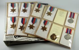 AN ALBUM OF WWII PERIOD BRITISH CAMPAIGN MEDALS also to include two Canada Voluntary Service medals,