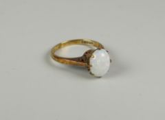 9ct GOLD OPAL LADIES RING having claw & pierced setting, 2.4grms approx