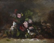 EMILE MARTEL (French 19th / 20th Century) oil on canvas - still-life of flower and roses with
