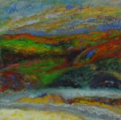 TRACY THOMPSON oil on board - colourful Pembrokeshire view, signed verso, 15 x 14cms